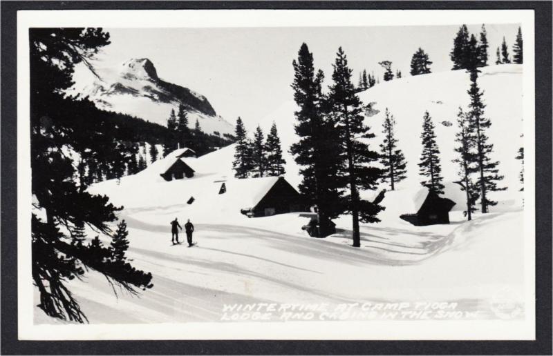 Camp Tioga Ca Lodge And Cabins In Winter Rppc Postcard C 1940s