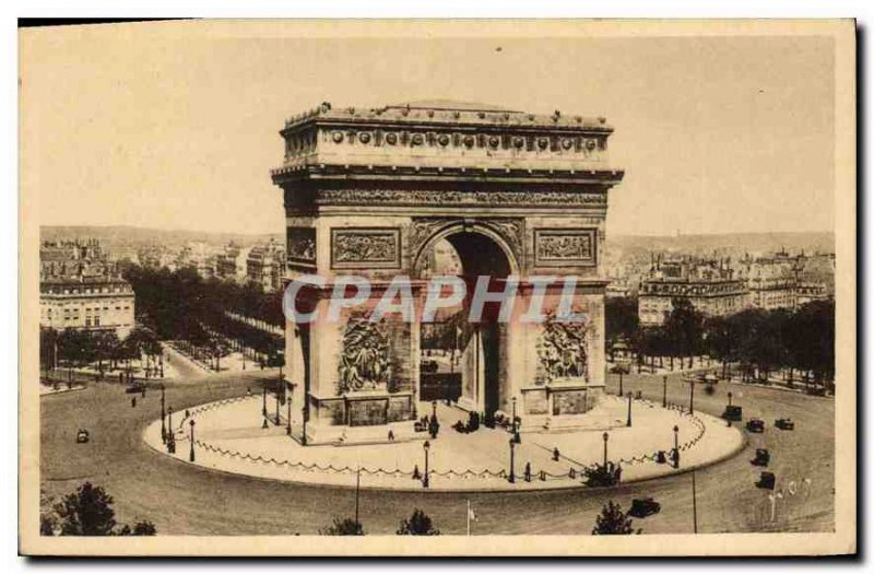 Postcard Old Paris The Arc de Triomphe and the Place de l'Etoile