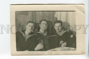 3184518 USSR Kronstadt sailors smoking accordion 1948 year