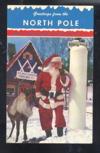 GREETINGS FROM THE NORTH POLE SANTA CLAUS REINDEER VINTAGE POSTCARD