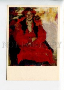 3142590 Young Peasant Woman in Red by ARKHIPOV Old russian PC