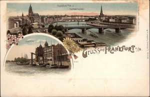 Gruss aus Frankfurt Germany Multi-View c1900 Pioneer Postcard