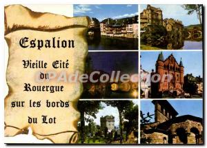 Old Postcard Espalion Aveyron Old houses night Mass Effect Tower