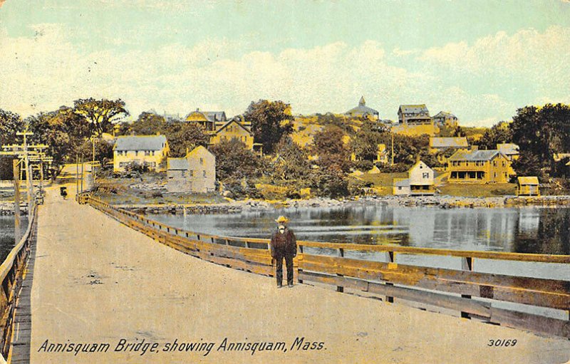 Annisquam MA Bridge Showing Coastline in 1912 Postcard