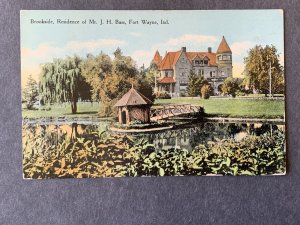 Brookside Residence Of J.H. Bass Fort Wayne IN Litho Postcard H2057081857