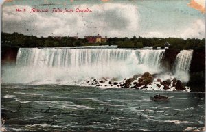 VINTAGE POSTCARD VIEW OF THE AMERICAN (NIAGARA) FALLS FROM CANADA UNDB 1906