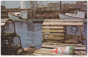 Lobster Trap, Fishing Boats, ILES DE LA MADELEINE, Quebec, Canada, 40-60's