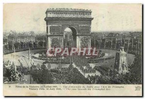 Old Postcard Fetes de la Victoire Overview di Defile under the Arc de Triomphe