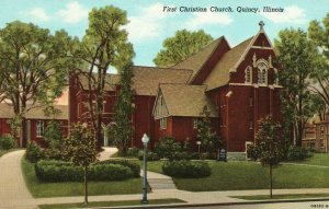 Vintage Postcard 1930's First Christian Church Parish Building Quincy Illinois