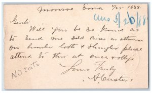 1888 A Custer WJ Young & Co Lumber Monroe Iowa IA Clinton IA Postcard