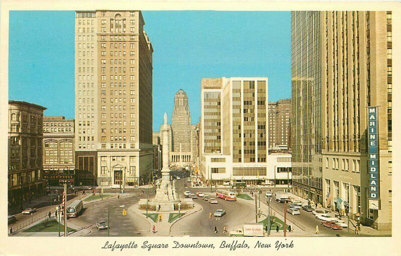 Buffalo New York Lafayette Square City Hall Postcard Guntzburger Teich 20-2222