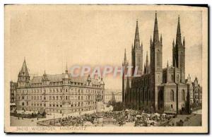 Old Postcard Wiesbaden Marktplatz