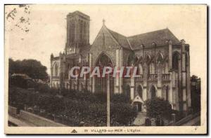 Old Postcard Villers Sur Mer L & # 39Eglise