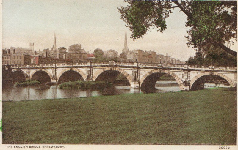 Shropshire Postcard - The English Bridge - Shrewsbury - Ref TZ4224