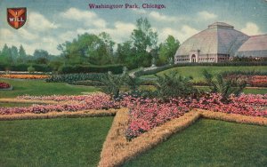 Vintage Postcard Washington Park Flower Gardens Landscapes Chicago Illinois ILL