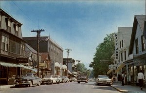 Mt Desert Maine ME Classic 1950s Cars Street Scene Vintage Postcard