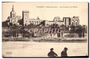 Postcard Old Avignon Palace of the Popes and Rhone Les Remparts