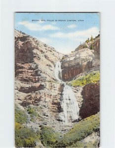 Postcard Bridal Veil Falls In Provo Canyon, Utah