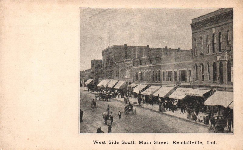 Kendallville, Indiana - Downtown on West Side South Main Street - c1904