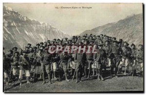 Old Postcard Militaria Alpine hunters in the mountains