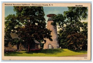 1943 Historical Barcelona Lighthouse Chautauqua County New York Vintage Postcard