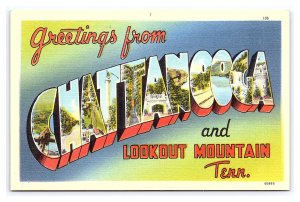 Greetings From Chattanooga & Lookout Mountain Tenn. LARGE Letter Postcard