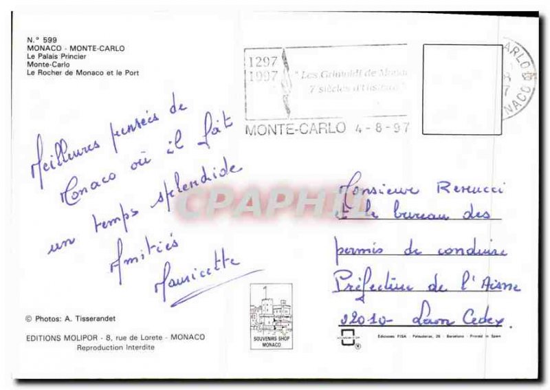 Modern Postcard Monaco Monte Carlo Prince's Palace Monte Carlo Monaco Rocher ...