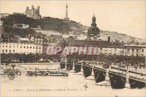 Old Postcard Lyon Guillotiere Bridge and Coteau de Fourviere