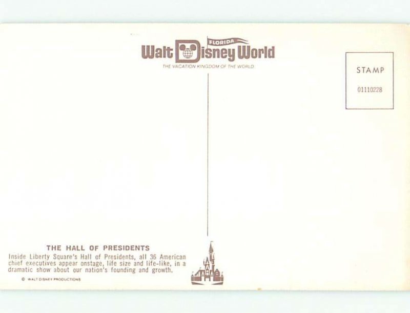 Unused Pre-1980 HALL OF PRESIDENTS AT DISNEYWORLD Orlando Florida FL p2665@