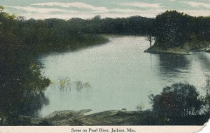 Jackson MS, Mississippi - Scene on Pearl River (damaged card) - DB