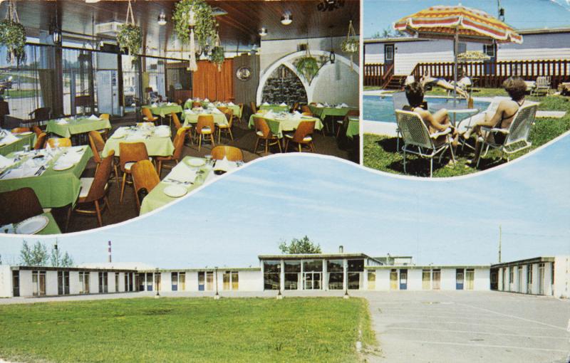 Roberval Hotel Motel Roberval Quebec QC Pool Interior Multiview Postcard E14