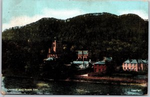 Dunkeld And River Tay Scotland Building and Mountain Postcard