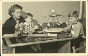 Mother Children Mechanical Toy Circus Amusement Park Ride Teddy Bear RPPC