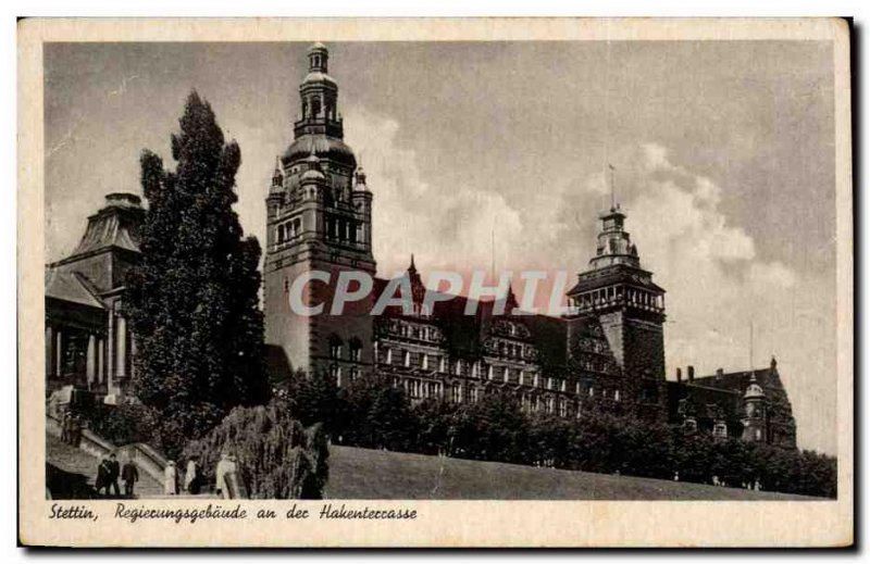 Old Postcard Stettin Regiecungsgebaude year December Hakenteccasse Poland Pol...