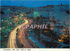 Postcard Modern Jerusalem Old City Wall at night