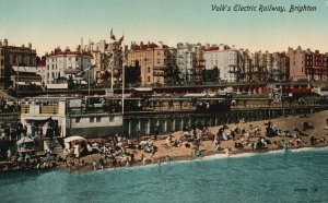 Vintage Postcard 1910's Volks Electric Railway Brighton UK Avery & Marks Pub.