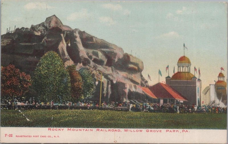 Postcard Rocky Mountain Railroad Willow Grove Park PA