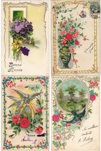 EMBOSSED with SILK GREETINGS 73 Vintage Postcards Pre-1920 (L4522)