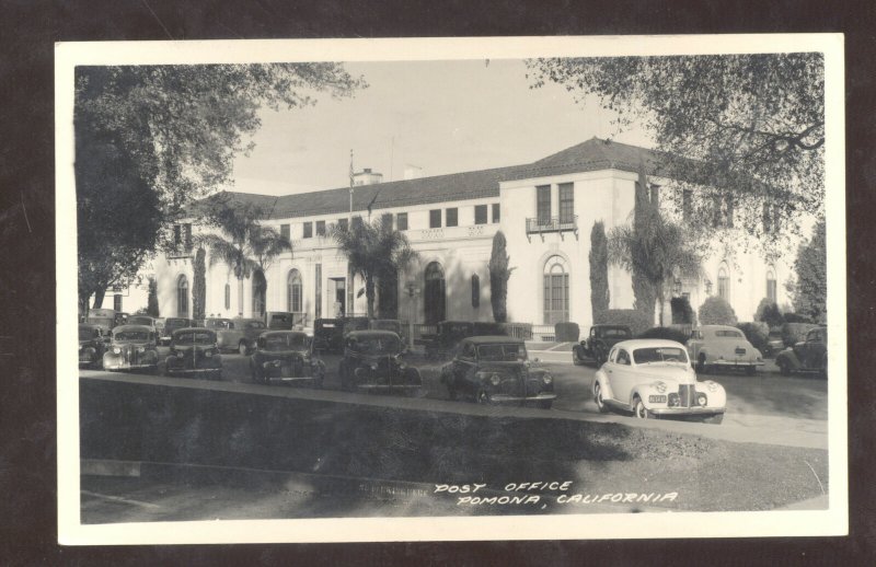 RPPC POMONA CALIFORNIA U.S. POST OFFICE OLD CARS VINTAGE REAL PHOTO POSTCARD