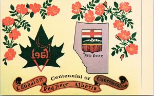 Red Deer Alberta Centennial of Canadian Confederation Huber Repro Postcard F77