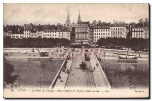 Old Postcard Lyon Bridge Change Place of Albon and the Church of Saint Nizier