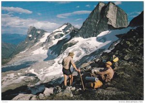 Valhalla Range, Two Men Hiking, Mt. Gimli, Wolf's Ear and Mt. Dag in Distance...