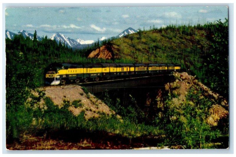 1958 The Aurora Modern Alaska Railway Streamliner Grove Snowcapped View Postcard