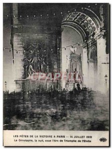 Old Postcard Militaria Paris July 14, 1919 The Cenotaph the night under the A...