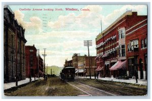 Windsor Ontario Canada Postcard Ouellette Avenue Looking North 1908 Posted
