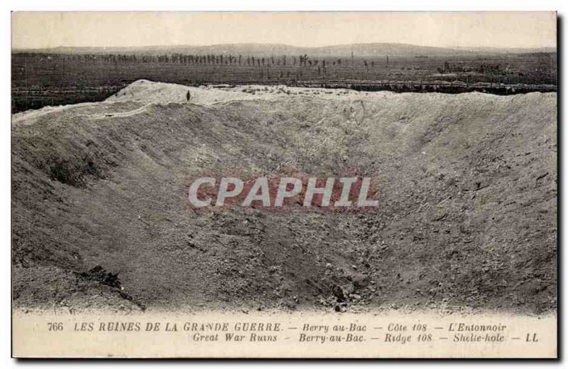 Ruins of the Great War Berry au Bac Old Postcard L & # 39entonnoir