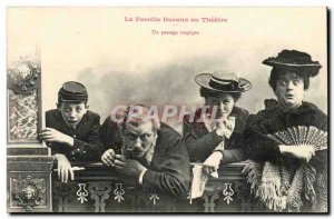 Old Postcard Fantasy humor the Durand family to the theater a tragic way