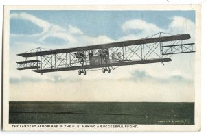 Postcard Largest Airplane in US Making Successful Flight c. 1920s