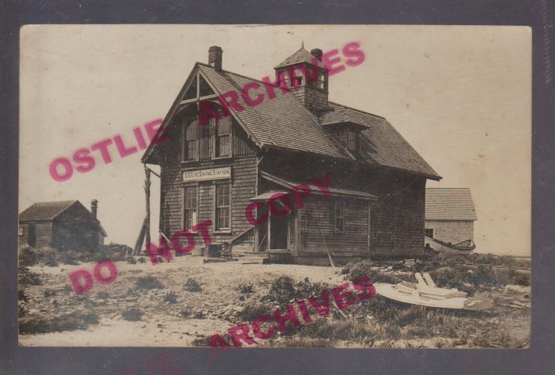 Seaford NEW YORK RPPC 1908 LIFE SAVING STATION USLSS Coast Guard LONG ISLAND NY