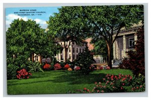 Vintage 1940's Postcard Barrow Home First Baptist Church Savannah Georgia